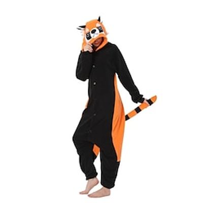 Adults' Kigurumi Pajamas Nightwear Raccoon Animal Onesie Pajamas Funny Costume Flannel Cosplay For Men and Women Christmas Animal Sleepwear Cartoon Lightinthebox