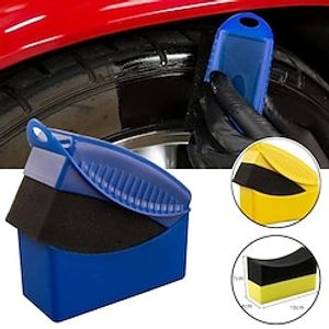 Car Wheel Polishing Waxing Sponge Brush with Cover ABS Washing Cleaning Tire Contour Trimming Applicator Pad Detail Accessories miniinthebox