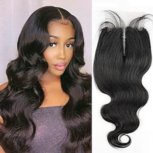 4x4 Transparent Lace Closure Human Hair Body Wave Lace Closure Brazilian Remy Hair Closure Natural Hairline Bleached Knots Lightinthebox