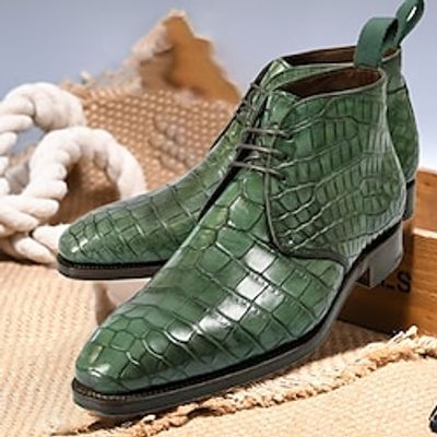 Men's Boots Formal Shoes Dress Shoes Walking British Daily PU Warm Shock Absorbing Wear Resistance Booties  Ankle Boots Lace-up Green Fall Winter Lightinthebox