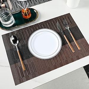 Placemats, Washable Woven Vinyl Kitchen Placemats, Durable Placemats for Dining Table, Heat Resistant Place Mats 1PC, Non-Slip Stain Resistant Kitchen PVC Table Placemats Easy to Clean Lightinthebox