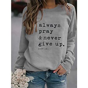 Women's Plus Size Tops Pullover Sweatshirt Graphic Letter Print Long Sleeve Crewneck Basic Streetwear Fall Winter Wine Gray khaki Big Size XL XXL 3XL 4XL 5XL  Going out Lightinthebox