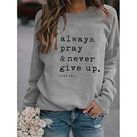 Women's Plus Size Tops Pullover Sweatshirt Graphic Letter Print Long Sleeve Crewneck Basic Streetwear Fall Winter Wine Gray khaki Big Size XL XXL 3XL 4XL 5XL  Going out Lightinthebox - thumbnail