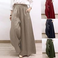Women's Wide Leg Pants Trousers Full Length Fashion Streetwear Street Daily Black Wine S M Fall Winter Lightinthebox - thumbnail