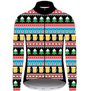 21Grams Christmas Men's Long Sleeve Cycling Jersey - Black / Red Bike Pants Jersey Top UV Resistant Quick Dry Breathable Sports Winter Fleece 100% Polyester Mountain Bike MTB Road Bike Cycling miniinthebox