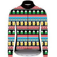 21Grams Christmas Men's Long Sleeve Cycling Jersey - Black / Red Bike Pants Jersey Top UV Resistant Quick Dry Breathable Sports Winter Fleece 100% Polyester Mountain Bike MTB Road Bike Cycling miniinthebox - thumbnail