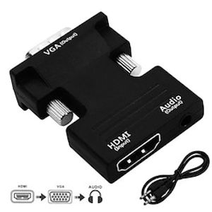 HDMI Female to VGA Male Converter with Audio Adapter Support 1080P Signal Output miniinthebox