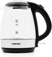 Nikai Glass Pot Kettle NK303G Clear/Silver/Black