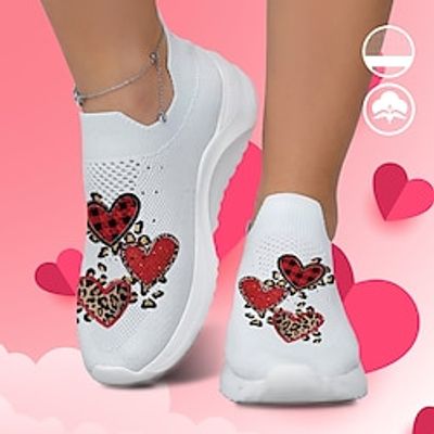Women's Sneakers Slip-Ons Print Shoes Plus Size Flyknit Shoes Outdoor Valentine's Day Daily Leopard Heart-shaped Flat Heel Fashion Casual Tissage Volant White Lightinthebox Women's Sneakers Slip-Ons Print Shoes Plus Size Flyknit Shoes Outdoor Valentine's Day Daily Leopard Heart-shaped Flat Heel Fashion Casual Tissage Volant White Lightinthebox
