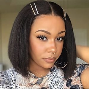 10inch Light Yaki Straight Human Hair Bob Wig 13x4 Lace Glueless Cut Short Black Bob Wigs 100% Human Virgin Hair Wigs 150 Density Lightinthebox