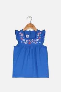 Kids Girls Embroidered Top  Blue