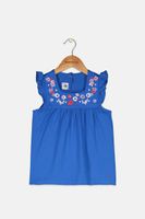 Kids Girls Embroidered Top  Blue - thumbnail