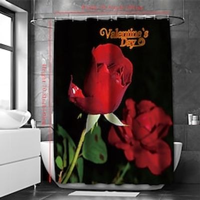 Valentine's Day Bathroom Deco Shower Curtain with Hooks Bathroom Decor Waterproof Fabric Shower Curtain Set with12 Pack Plastic Hooks miniinthebox