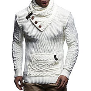 Men's Unisex Pullover Knitted Solid Color Stylish Vintage Style Long Sleeve Sweater Cardigans Turtleneck Fall Winter White Black Dark Gray Lightinthebox