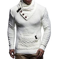 Men's Unisex Pullover Knitted Solid Color Stylish Vintage Style Long Sleeve Sweater Cardigans Turtleneck Fall Winter White Black Dark Gray Lightinthebox - thumbnail