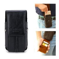 Genuine Leather Portable Stitching Cover Card Holder Phone Waist Bag For Men