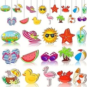 30pcs Summer Wooden Hanging Decorations Coconut Pendants Sliced Tabs Hanging Decorations Wooden Watermelon Decorations For Birthday Party Anniversary Family Tree Decorations 15 Styles Lightinthebox