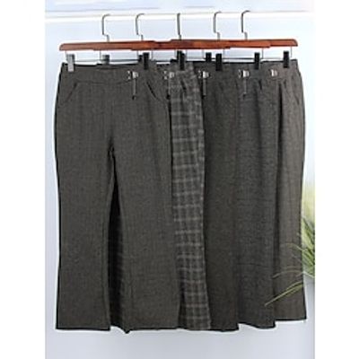 Women's Bell Bottom Pants Trousers Full Length Fashion Streetwear Outdoor Street Wave striped SJ woolen micro-boob Dage SJ woolen micro-flare 3XL 4XL Fall Winter Lightinthebox