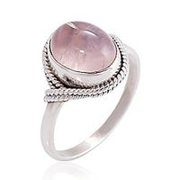 women's 925 sterling silver rose quartz oval gemstone vintage ring Lightinthebox - thumbnail
