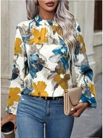 Women's Colorful Large Flower Fashionable Casual Blouses