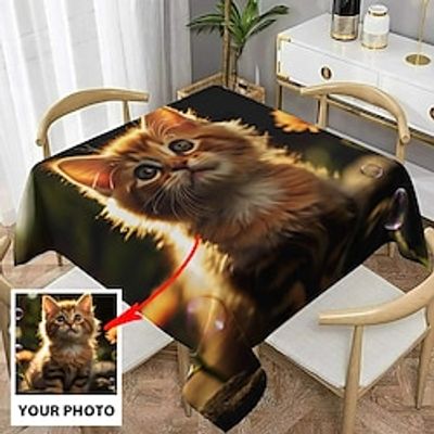 Custom square tablecloth Custom Photo Design Tablecloth Personalized Dining Table Cover Personalized Valentine Gift Custom Made Lightinthebox