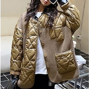 Kids Girls' Down Coat Solid Color Fashion Crewneck Outdoor Coat Outerwear 5-13 Years Winter dark brown White Lightinthebox