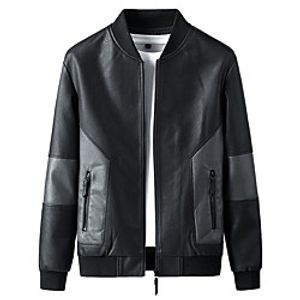 Men's Jacket Daily Spring Regular Coat Regular Fit Windproof Warm Elegant Jacket Long Sleeve Solid Color Patchwork Gray Black Lightinthebox