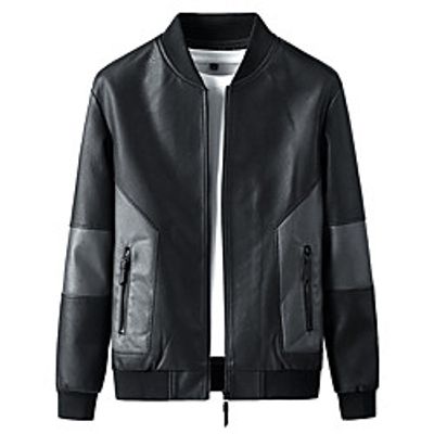 Men's Jacket Daily Spring Regular Coat Regular Fit Windproof Warm Elegant Jacket Long Sleeve Solid Color Patchwork Gray Black Lightinthebox