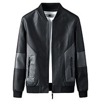 Men's Jacket Daily Spring Regular Coat Regular Fit Windproof Warm Elegant Jacket Long Sleeve Solid Color Patchwork Gray Black Lightinthebox - thumbnail