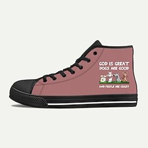 Women's Sneakers Print Shoes Animal Print Canvas Shoes Daily Dog Letter Slogan Flat Heel Fashion Classic Casual Canvas Lace-up Pink Blue Gray Lightinthebox