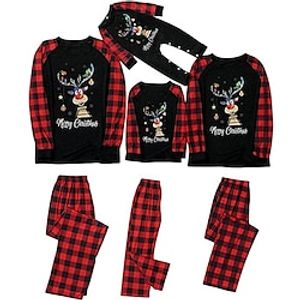 Santa Claus Reindeer Family Christmas Pajamas Nightwear Men's Women's Boys Girls' Family Matching Outfits Christmas New Year Christmas Eve Kid's Adults' Home Wear Polyester Top Pants miniinthebox