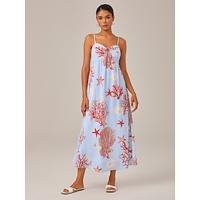 Red Ocean-Themed Vacation Cami Dress