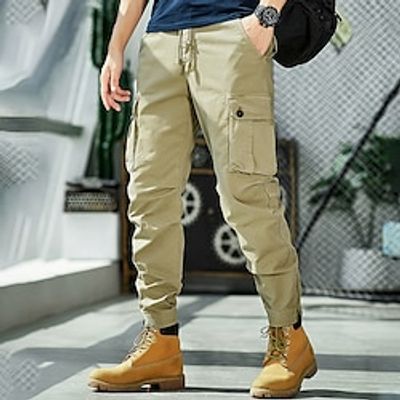 Men's Cargo Pants Cargo Trousers Pocket Plain Comfort Breathable Outdoor Daily Going out Cotton Blend Fashion Casual Black Army Green Lightinthebox