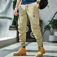 Men's Cargo Pants Cargo Trousers Pocket Plain Comfort Breathable Outdoor Daily Going out Cotton Blend Fashion Casual Black Army Green Lightinthebox - thumbnail