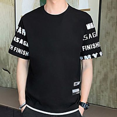 Men's Unisex Tee T shirt Hot Stamping Graphic Prints Letter Plus Size Print Short Sleeve Casual Tops Cotton Basic Fashion Designer Big and Tall White Black Dark Gray Lightinthebox