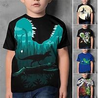 Kids Boys T shirt Tee Animal Dinosaur Short Sleeve Crewneck Children Top Casual 3D Print Cool Daily Summer Green 3-12 Years Lightinthebox - thumbnail