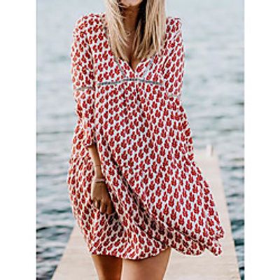 Women's Swing Dress Knee Length Dress Light Blue Black Red Long Sleeve Print Spring Summer Casual Loose 2022 S M L XL XXL miniinthebox Women's Swing Dress Knee Length Dress Light Blue Black Red Long Sleeve Print Spring Summer Casual Loose 2022 S M L XL XXL miniinthebox