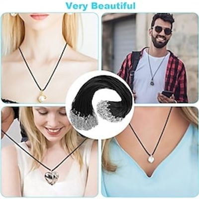 100Pcs Premium Leather Necklace Chains Bracelet Cord with Clasps for Pendants Bulk Waxed Rope Necklace String Black  18 for Jewelry Making Supplies Lightinthebox