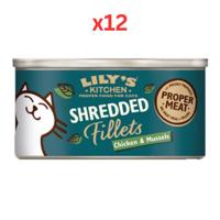 Lily's Kitchen Shredded Fillets Chicken & Mussels in Broth Wet Cat Food 70G (Pack of 12)