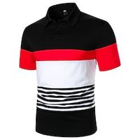 Men's Golf Shirt Dress Shirt Casual Shirt Shirt Print Curve Waves Geometry Button Down Collar Casual Leisure Sports Color Block Button-Down Short Sleeve Tops Simple Color Block Casual Fashion Black miniinthebox - thumbnail