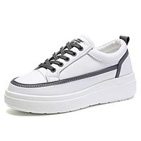 Women's Sneakers Flat Heel Round Toe Daily Leather Solid Colored White Lightinthebox - thumbnail
