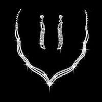 Jewelry Set 2pcs Copper Rhinestone 1 Necklace Earrings Women's Fashion Simple Luxury Geometrical Geometric Jewelry Set For Party Wedding Guest Special Occasion Lightinthebox - thumbnail