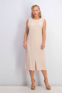 Womens Sleeveless Midi Dress  Beige