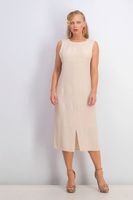 Womens Sleeveless Midi Dress  Beige - thumbnail