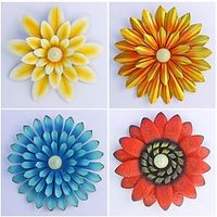 1pc Metal Flowers Wall Decor Flower Wall Sculpture, Hand-Painted Floral Sculpture, Metal Wall Art Hanging Wall Decor For Indoor Outdoor Home Office Bathroom Kitchen Bedroom Living Room Garden miniinthebox - thumbnail