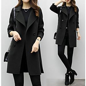 Women's Coat Solid Colored Patchwork Streetwear Spring   Fall Long Coat Going out Long Sleeve Jacket Army Green / Loose miniinthebox