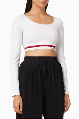 Logo Band Cropped T-shirt in Cotton Jersey
