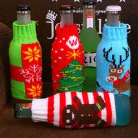 Christmas Knitting Beer Wine Bottle Cover