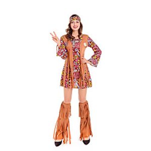 American Indian Cosplay Costume Adults' Women's Halloween Halloween Halloween Festival / Holiday Terylene Brown Women's Easy Carnival Costumes Printing / Dress / Headpiece miniinthebox