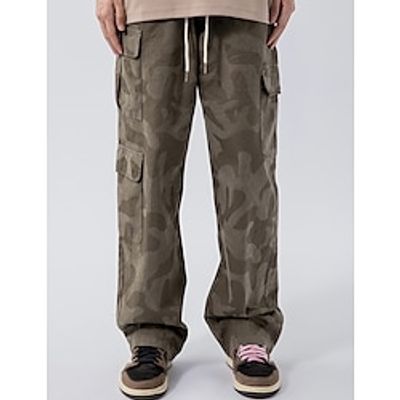 Men's Cargo Pants Cargo Trousers Techwear Pocket Drawstring Elastic Waist Camouflage Comfort Breathable Outdoor Daily Going out Casual Big and Tall Khaki Lightinthebox
